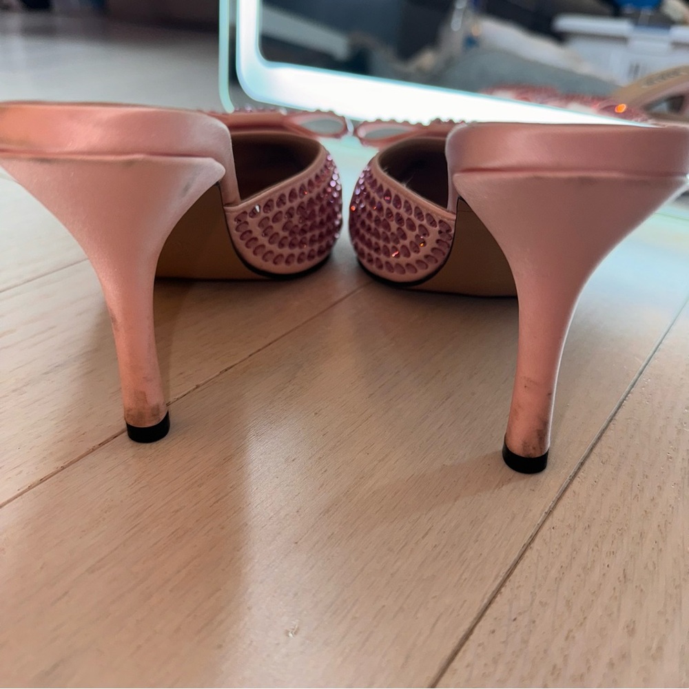 Darlin Pink Bow Diamanté Women's Heel Mules - Picture 5 of 7